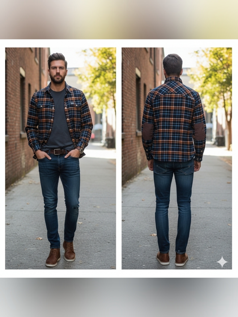 MooseJaw Plaid Button-Up Shirt with Elbow Patches - Hot TODDY or Spruce